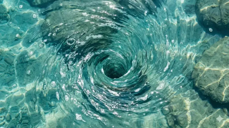 Krachtige water vortex spiraal symboliseert de energiecentra of Dantians in het lichaam